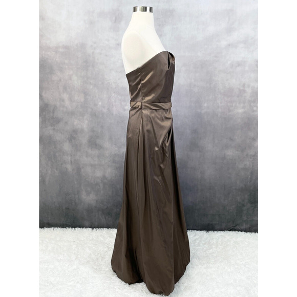 Davids Bridal Strapless Dress Womens Size 10 Brown Bridesmaid‎ Prom Dressy Gala - Picture 2 of 12